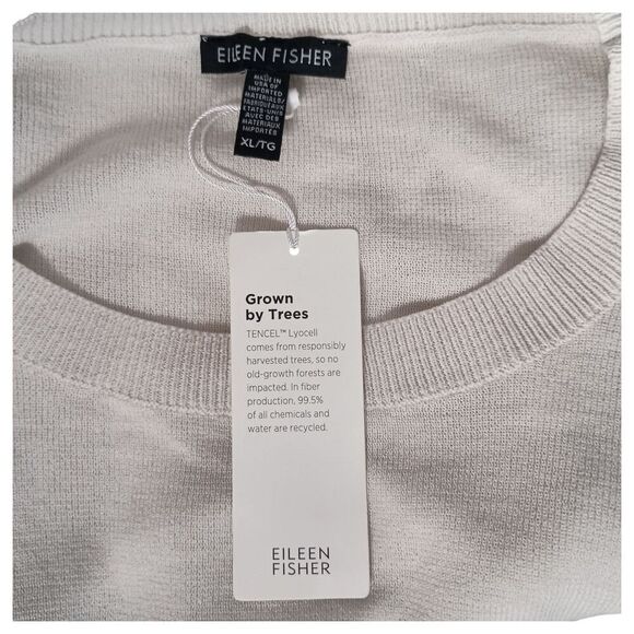 Eileen Fisher Box Top XL Womens White Basic Hi-Low Hem Pullover Casual Solid - Picture 4 of 6
